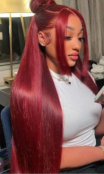 99j Burgundy Straight 13x4 Hd Lace Front Wig