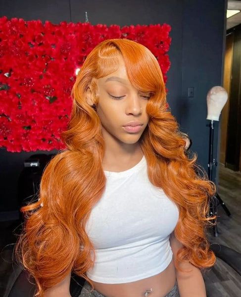 Ginger Lace Front Wigs Human Hair Body Wave Orange Wig 13X4 HD Lace frontal Wigs human hair Pre Plucked