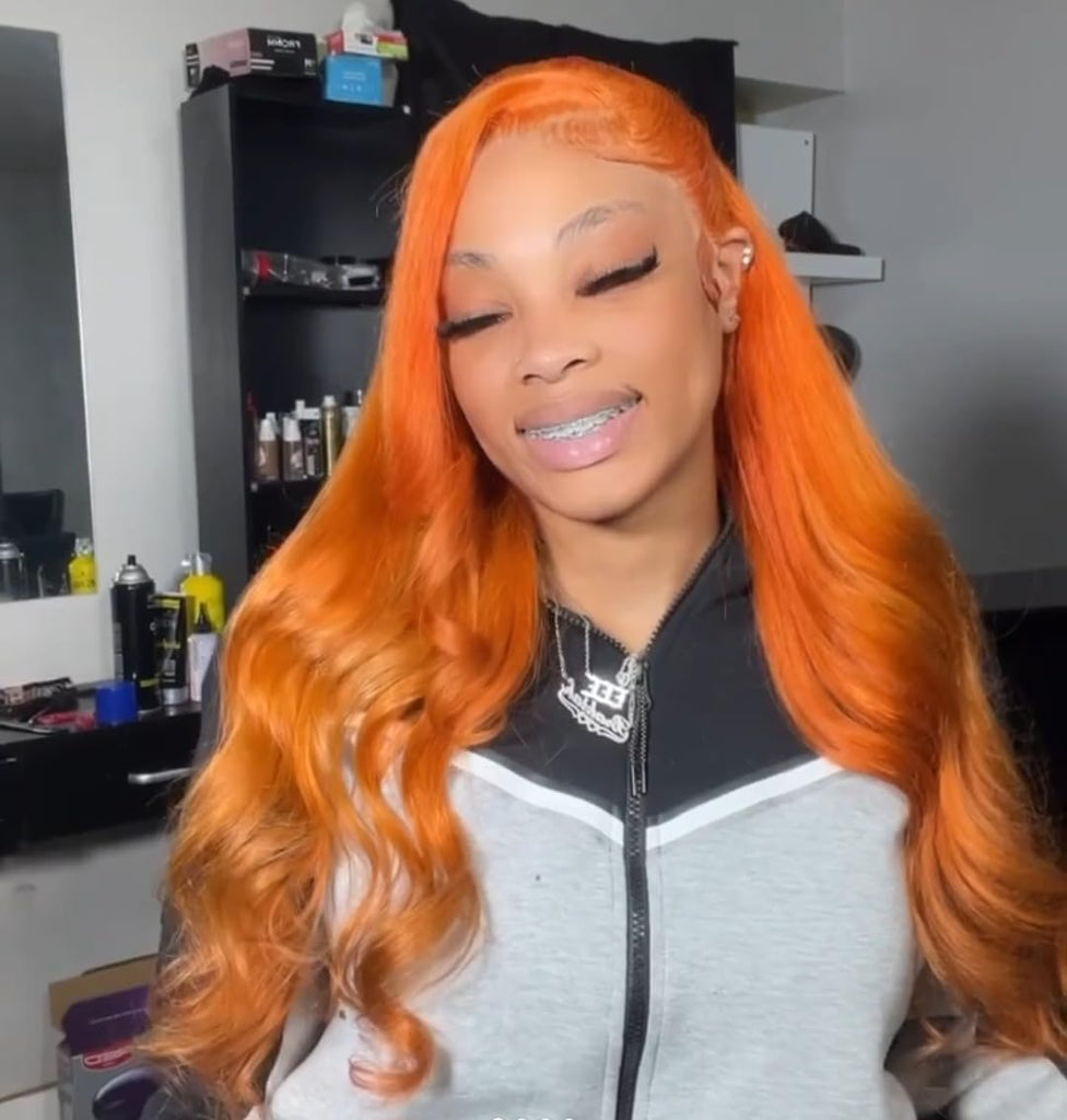 Ginger 13x6 Lace  Human Hair Straight Colored Lace Front Wigs Pre Plucked with Baby Hair 200% Density