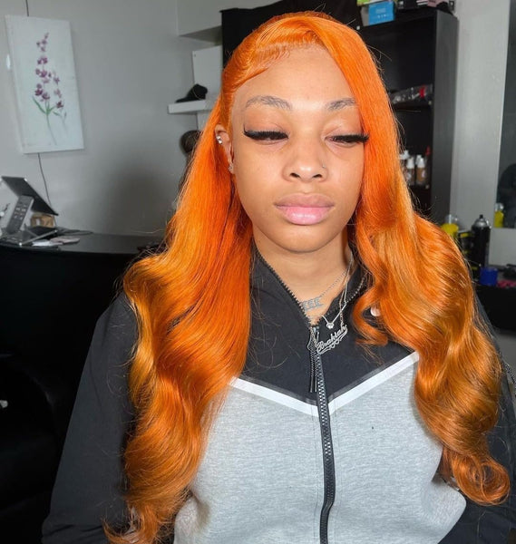 Ginger 13x6 Lace  Human Hair Straight Colored Lace Front Wigs Pre Plucked with Baby Hair 200% Density