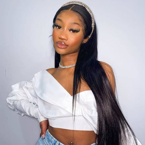 Brazilian Human Straight Full Lace Wigs 180% Density Pre-Plucked Hairline