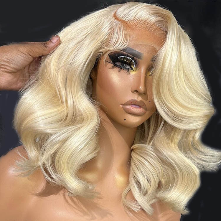 Short Blonde Wavy Lace With Super Transparent Lace Front Wig