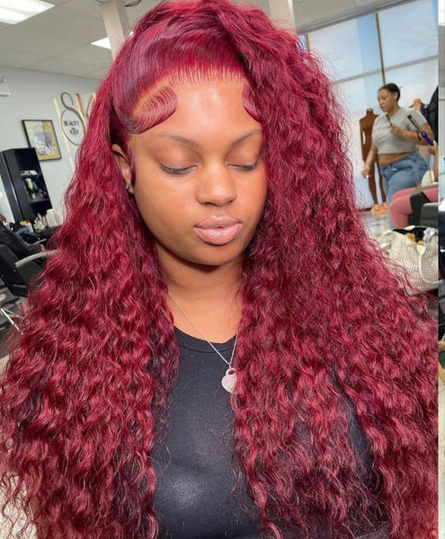 99j Burgundy 13x6 Deep Wave Frontal Wig