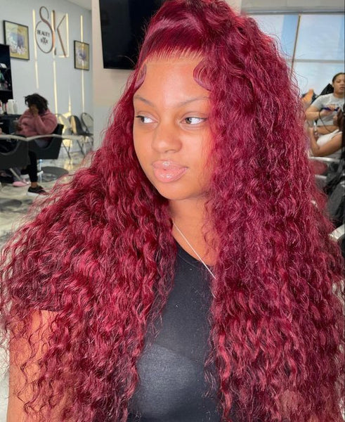 99j Burgundy 13x6 Deep Wave Frontal Wig