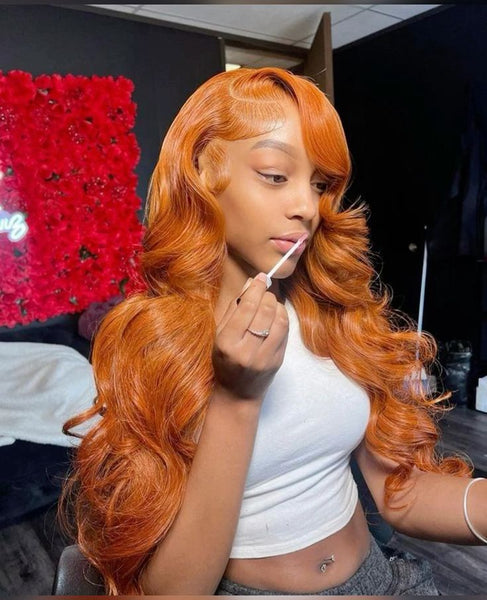 Ginger Lace Front Wigs Human Hair Body Wave Orange Wig 13X4 HD Lace frontal Wigs human hair Pre Plucked