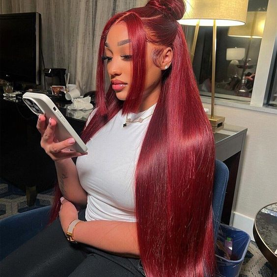 99j Burgundy Straight 13x4 Hd Lace Front Wig